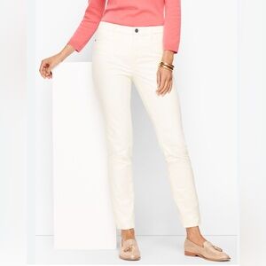 Talbots Flawless Corduroy Sparkly White Slim Ankle Mid-Rise Pants, size 12